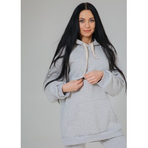 Утепленный спортивный костюм для кормящих мам с секретом для кормления Серый